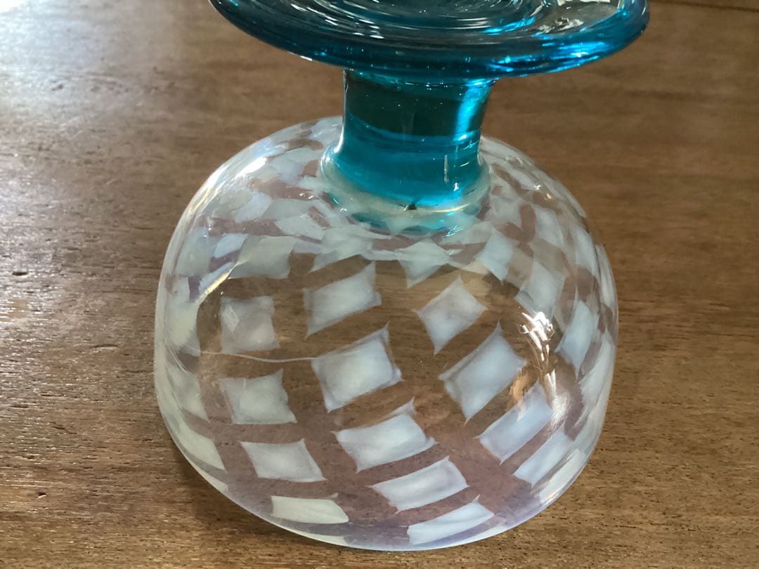 すみれ　コレクター　売り切り　処分品　碗型　氷コップ　格子紋　ブルー足