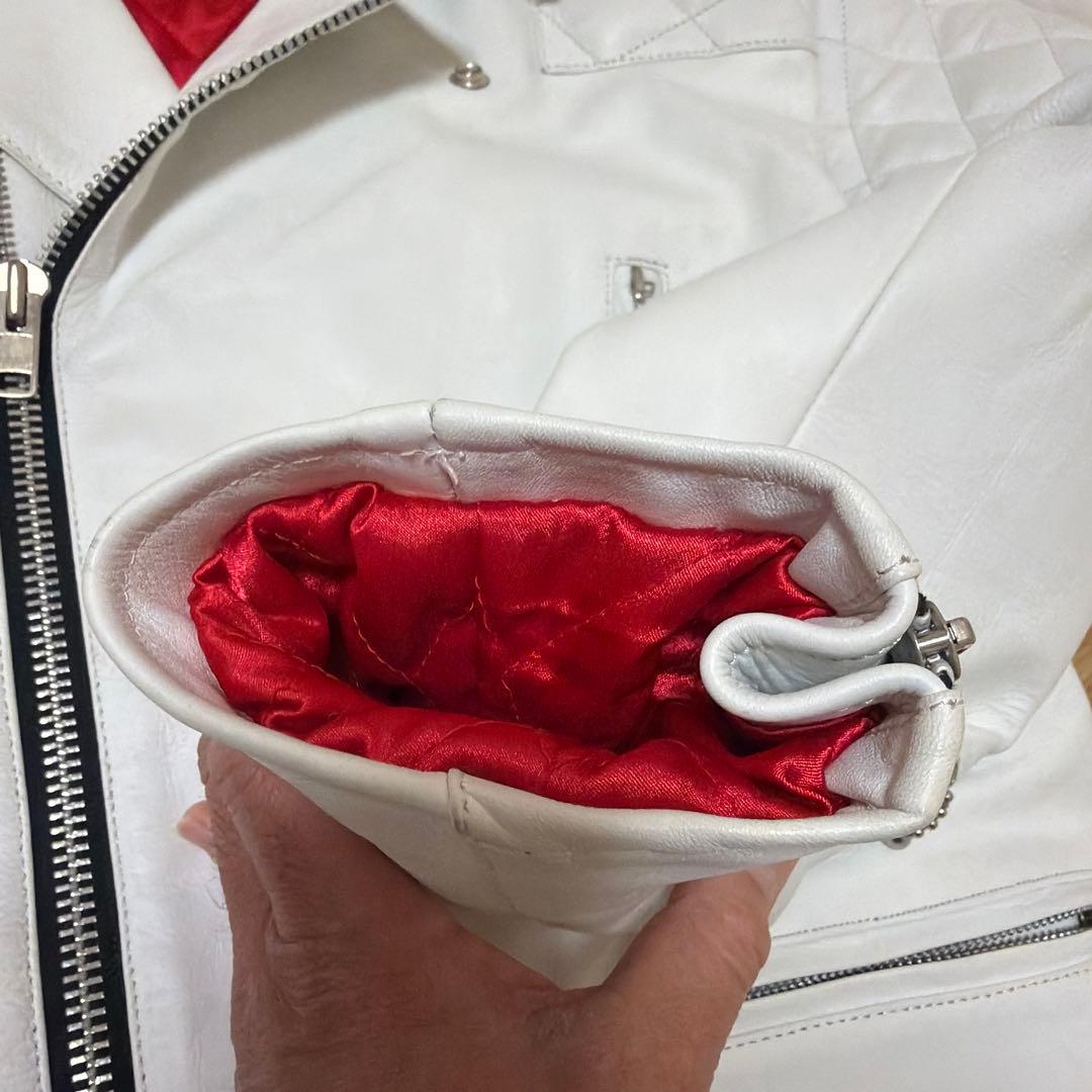 ロンジャン　パテッドライダース　レッドキルティング　白