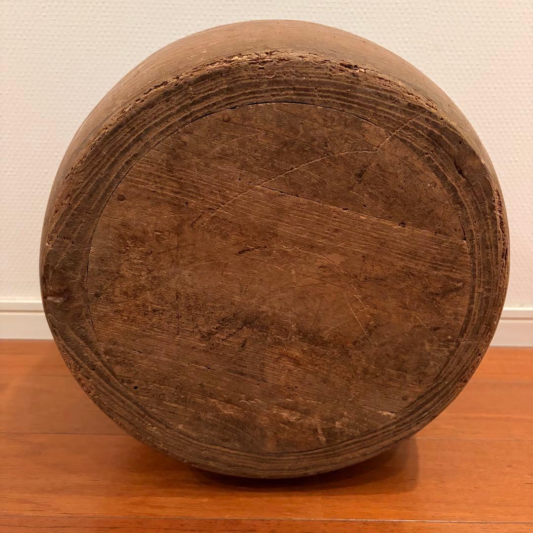 【戦前・稀少】京美尚社扱い 桐製 丸火鉢（銅落とし・五徳・木箱付）骨董品