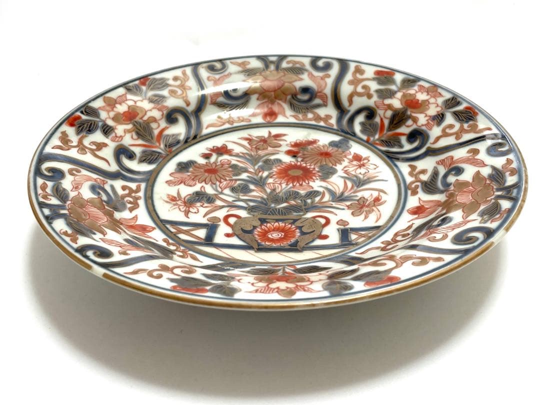 アンティーク　骨董　古伊万里　金襴手　輸出伊万里　輸出手　芙蓉手　七寸皿