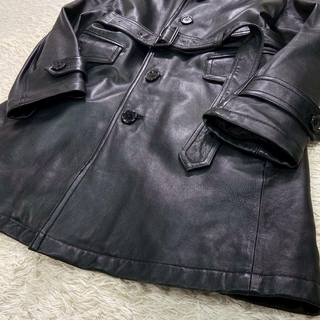 【極希少LL!!欠品無し!】バーバリーブラックレーベル レザーコート ムートン