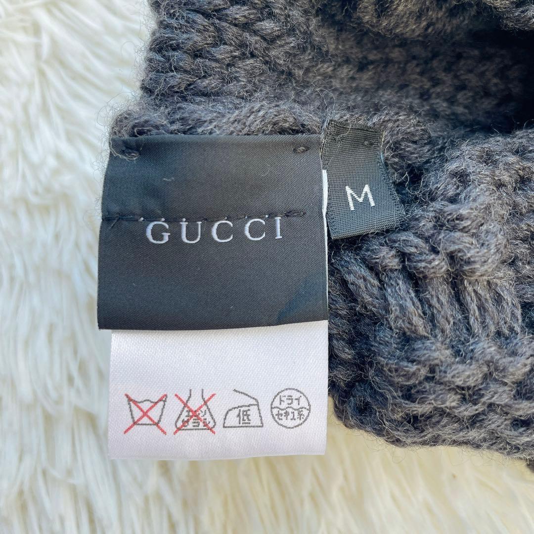 美品 GUCCI グッチ ニット グッチ ニット帽 GG ウール 黒 M 箱付き
