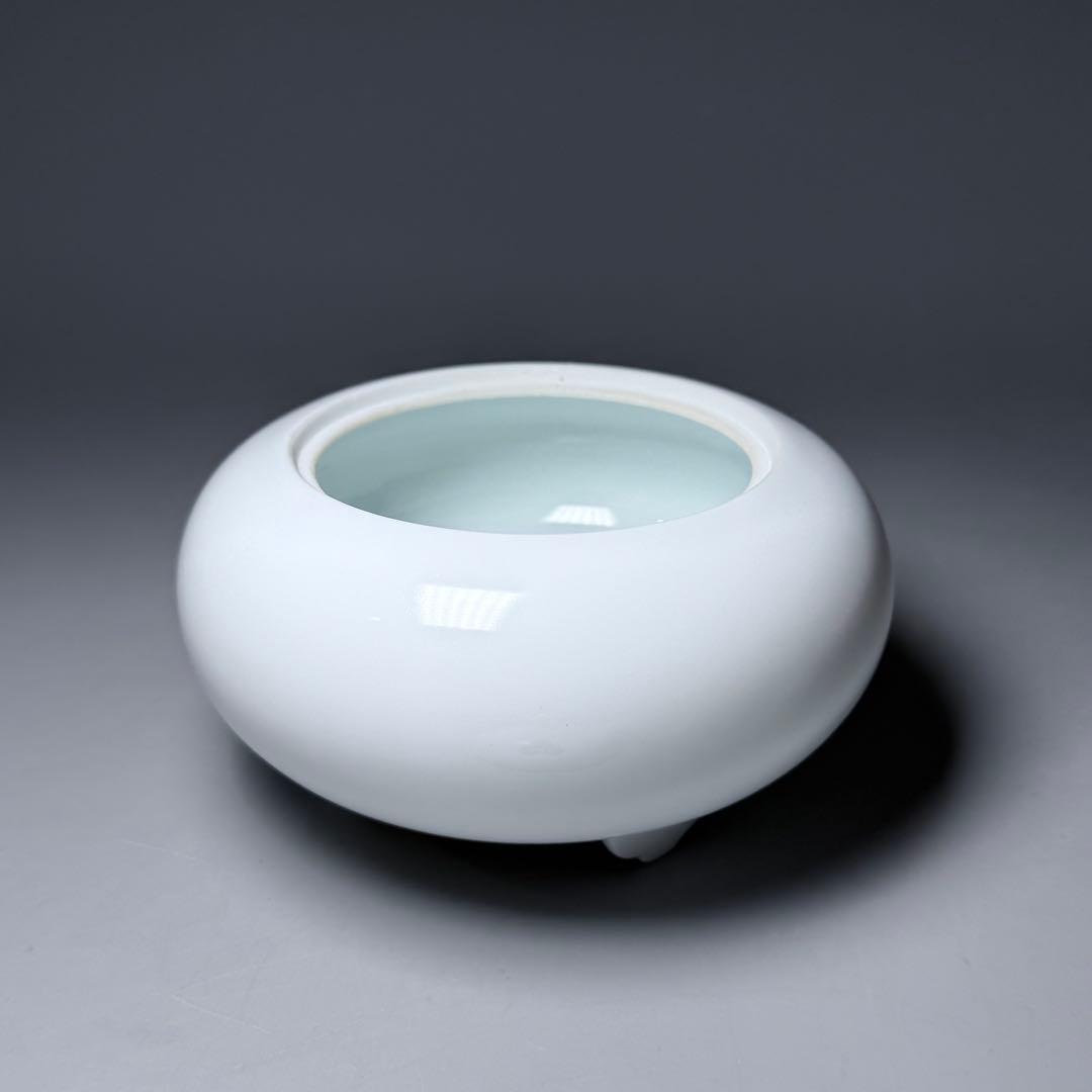 国重要無形文化財　人間国宝　井上萬二　自作　白磁香炉　共箱　共布　究極の白磁