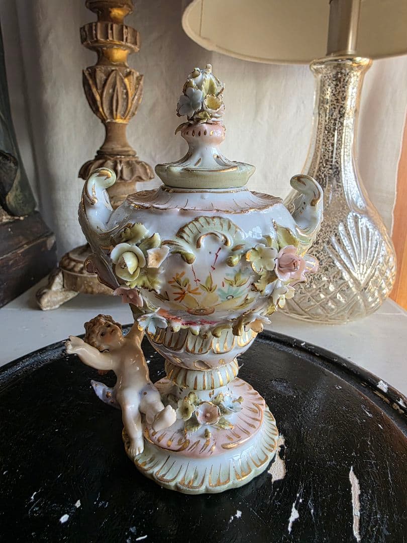 フランスアンティーク 陶器のポプリポット