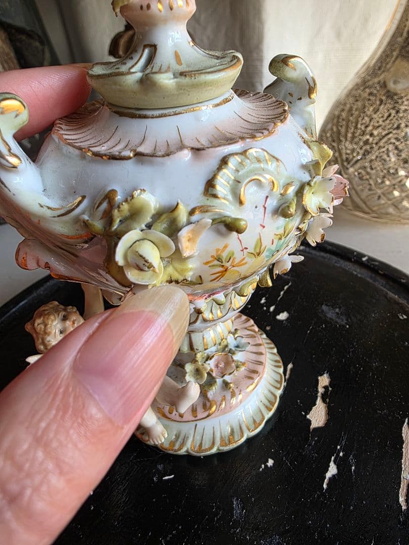 フランスアンティーク 陶器のポプリポット