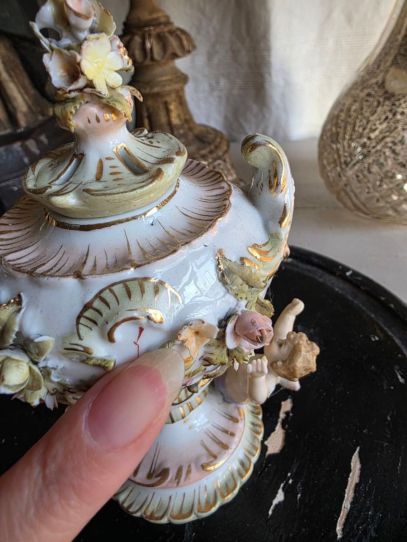 フランスアンティーク 陶器のポプリポット