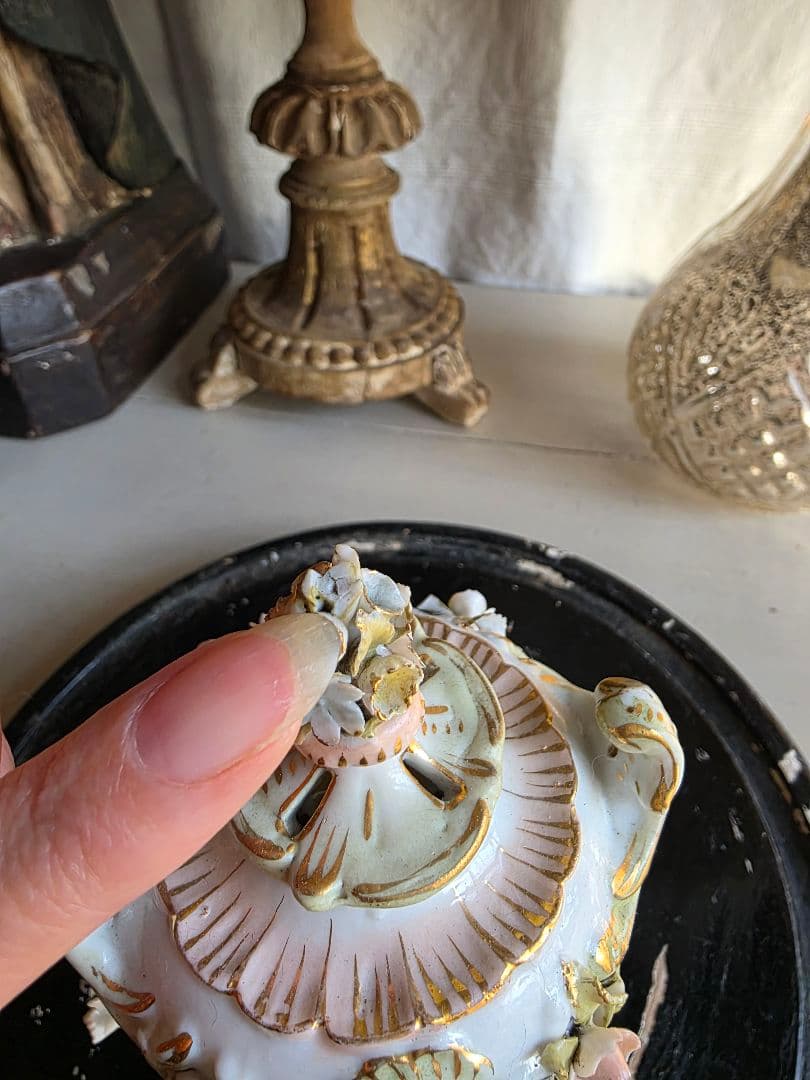 フランスアンティーク 陶器のポプリポット