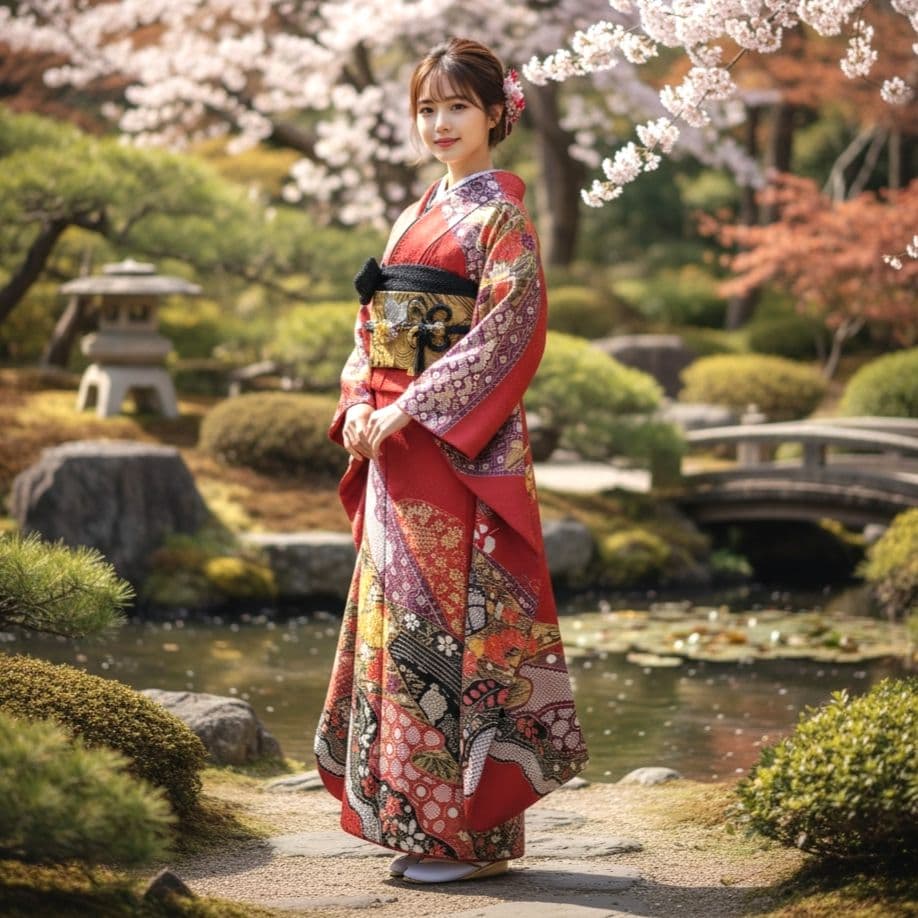 大特価SALE中☆振袖フルセット(7点)・成人式・総絞り・エンボス加工・金駒刺繍