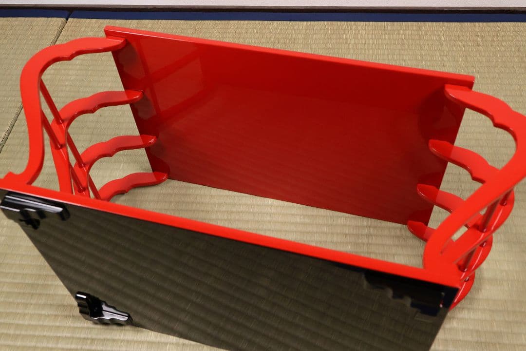 漆芸 輪島塗 朱塗 八足卓 花台 供台 54.5×27.3cm【MA722】