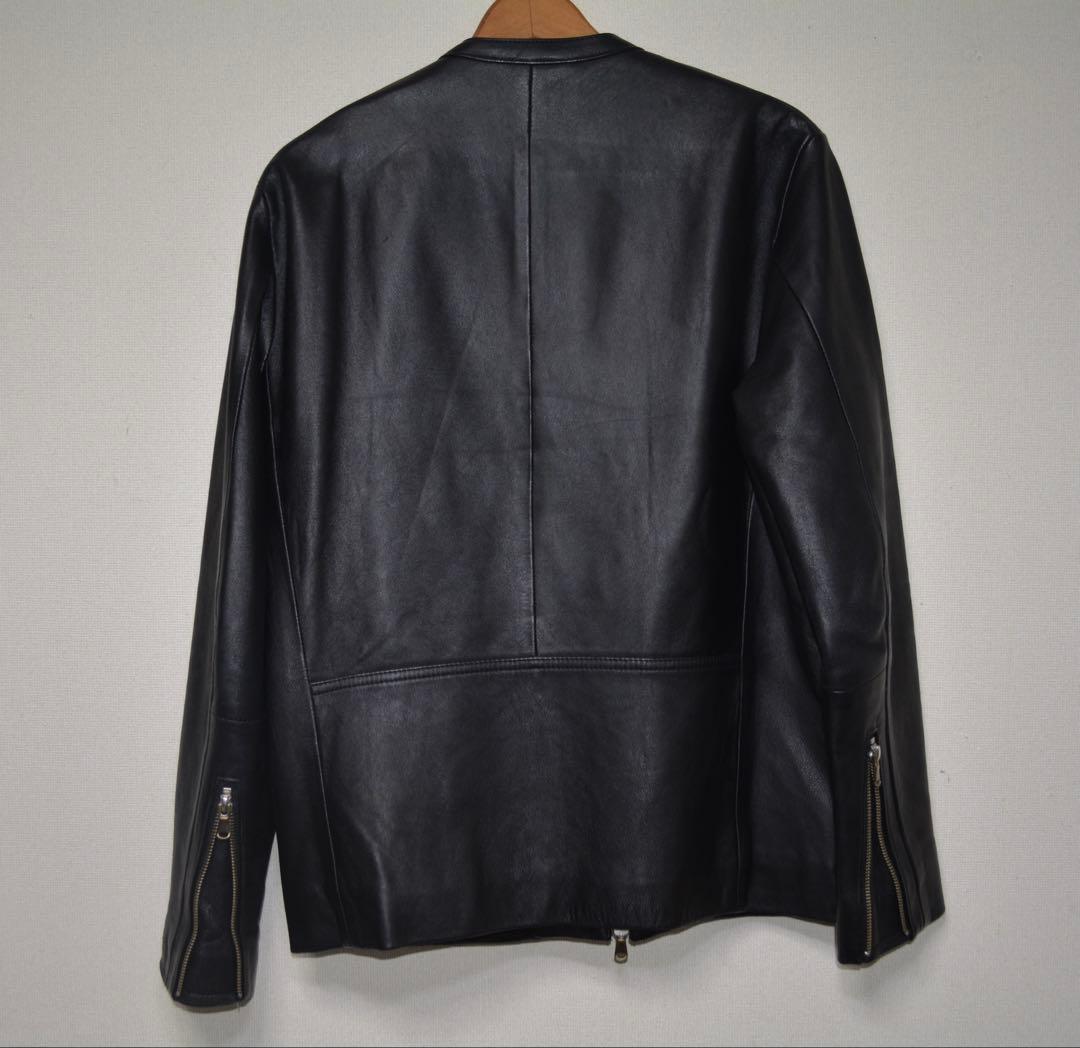 アダムエロペ レザージャケット ノーカラー シープスキン ライダースL