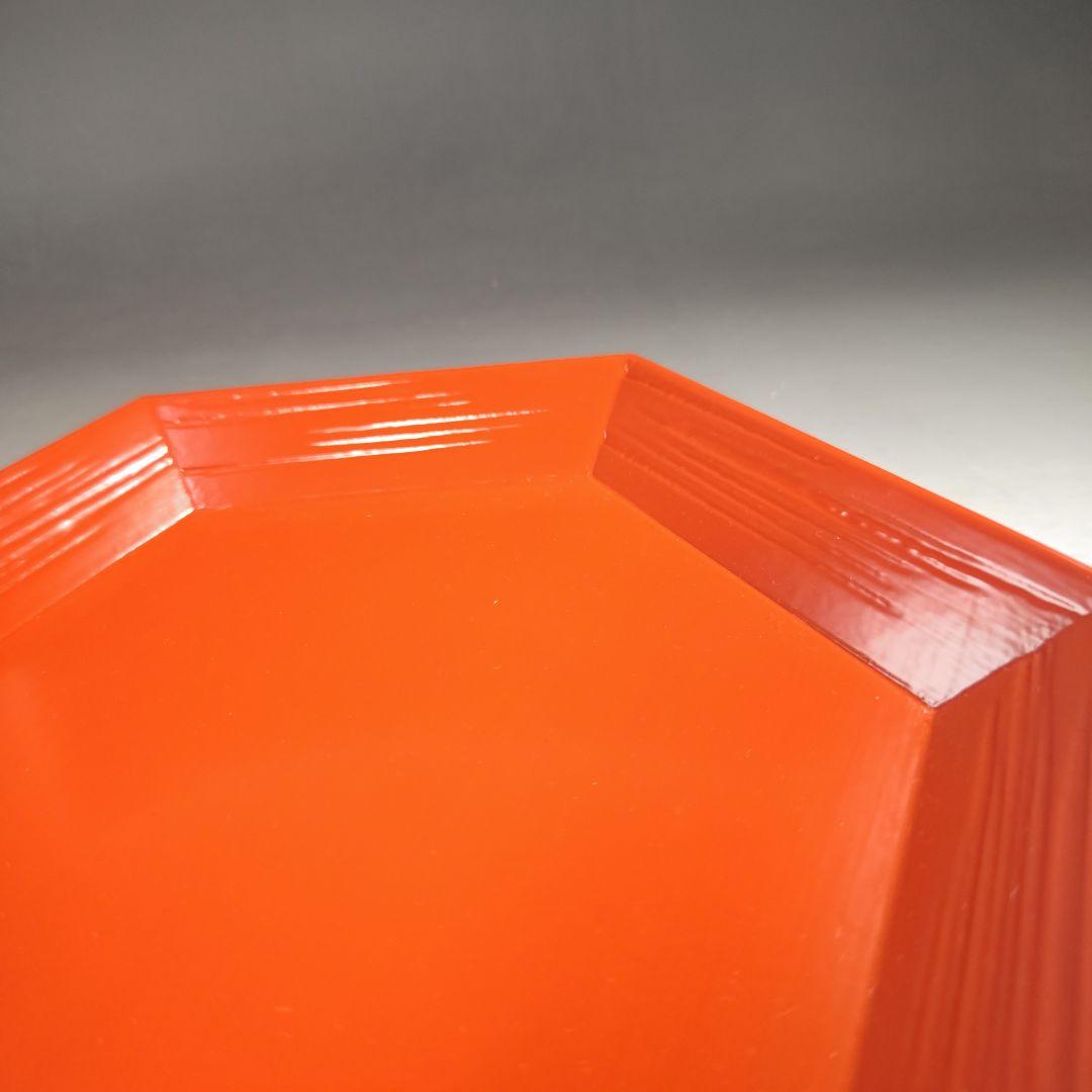 ウ298 六角盆『塗師　川瀬表完作』『一閑朱塗　六角盆　共箱』茶道具　漆塗