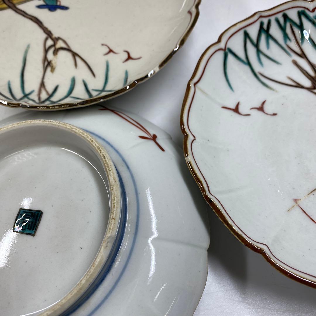 時代　九谷　銘々皿5客　幅約15㎝　東Y7-0404①タルサ