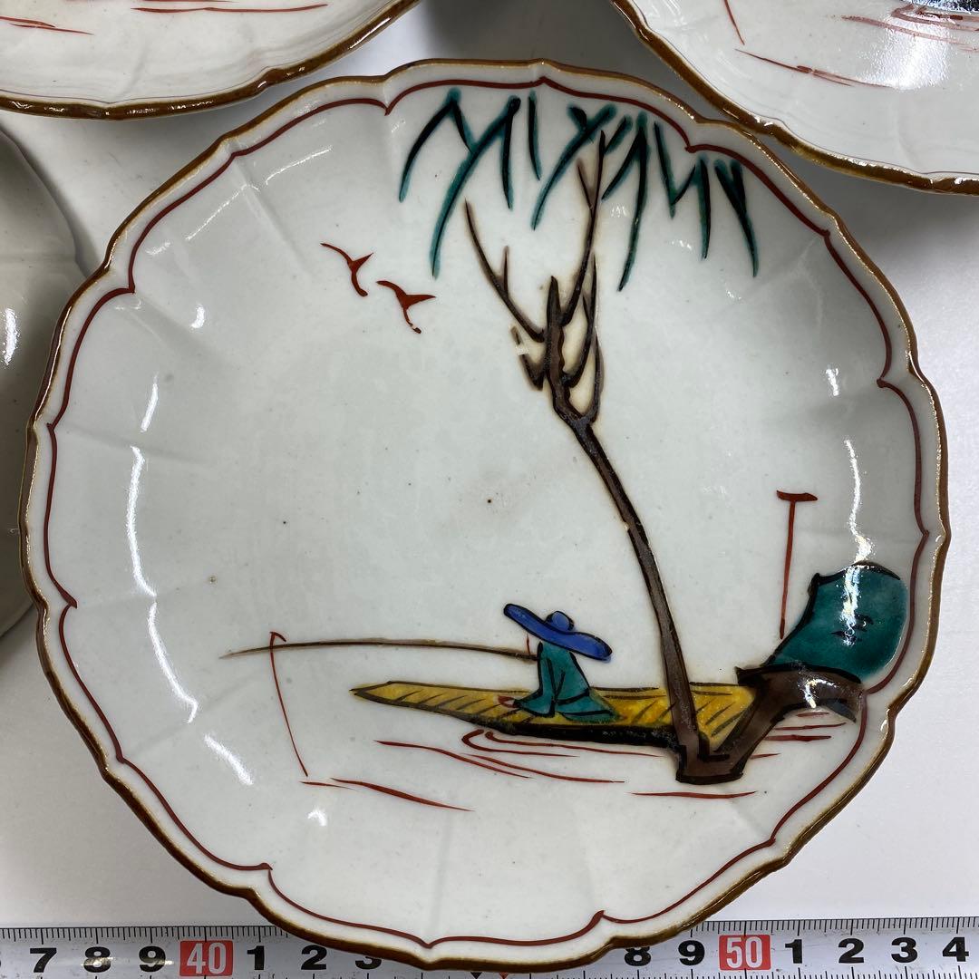 時代　九谷　銘々皿5客　幅約15㎝　東Y7-0404①タルサ