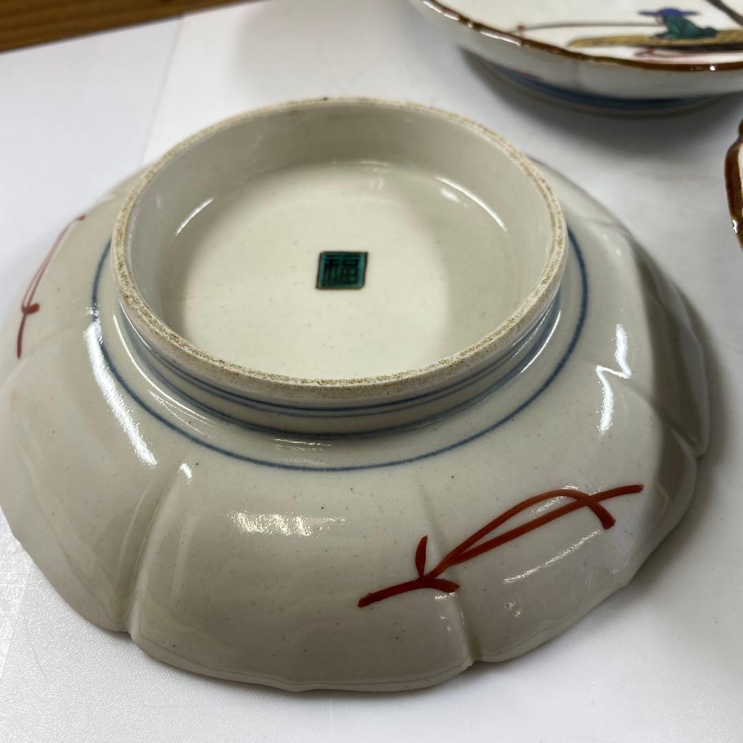 時代　九谷　銘々皿5客　幅約15㎝　東Y7-0404①タルサ