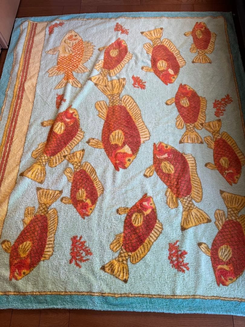 HERMES HEAVENLY BATH 魚デザイン タオルケット