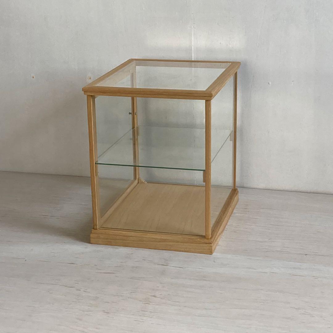 g301 古い木製 ガラスケース 2段 卓上 ショーケース 展示ケース 店舗什器