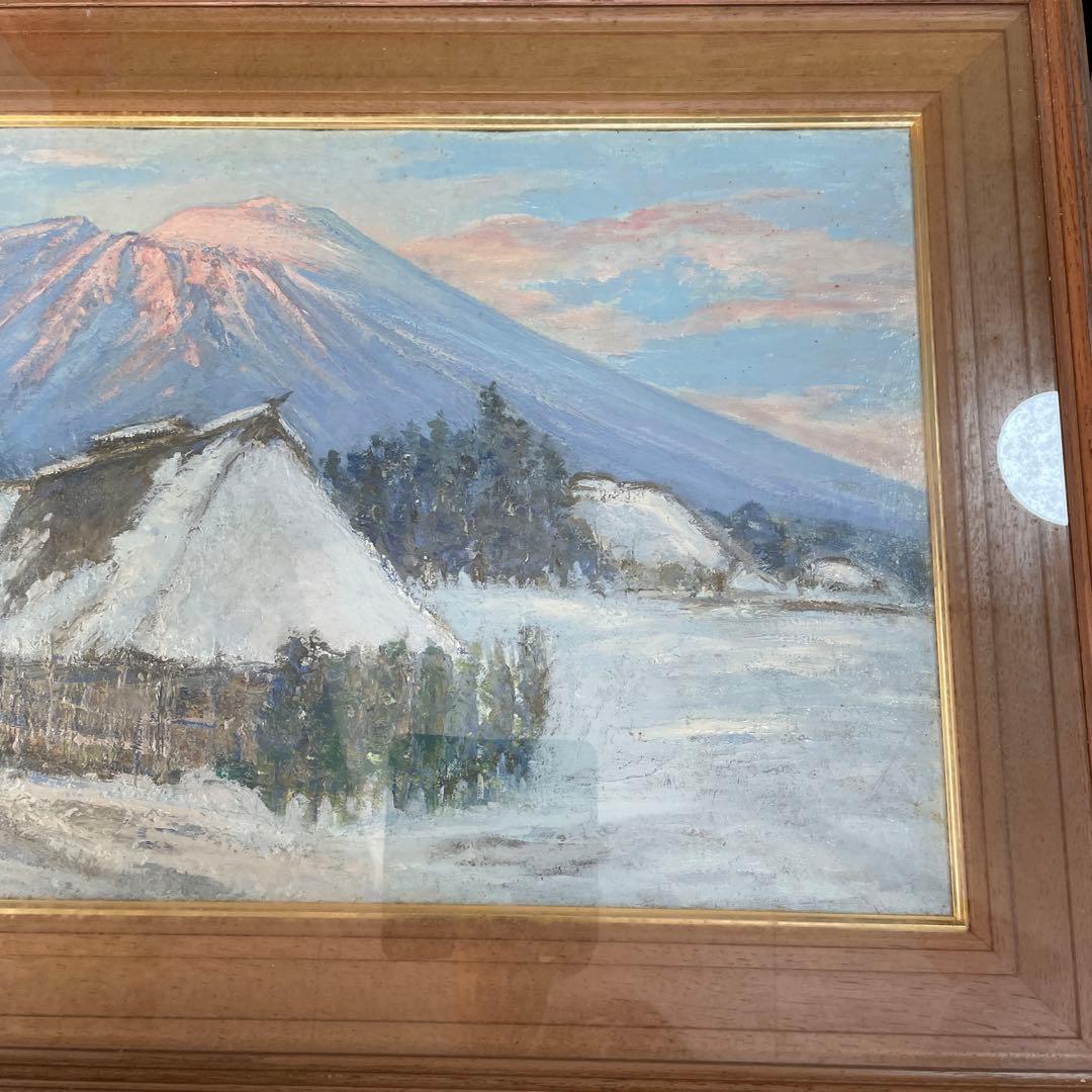 I. Hashimoto 富士山の雪景色 油彩画 1996年　QW4413