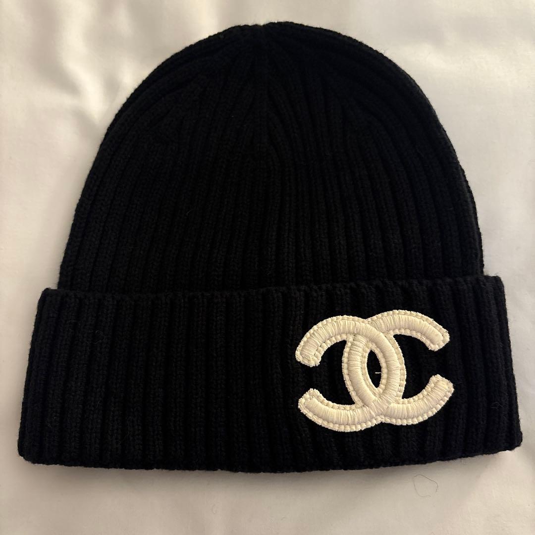 CHANEL ニット帽　ビーニー　黒　ブラック