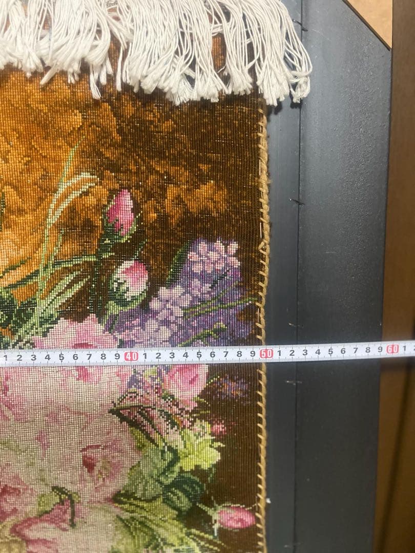 ペルシャ絨毯　絵画絨毯　タブリーズ産　手織り　タペストリー　横500✖️縦740㎜