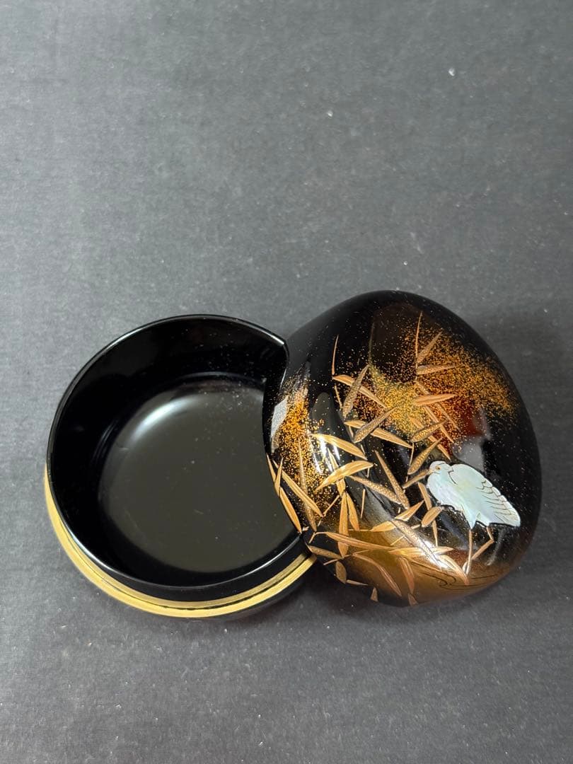 G30 送料無料　白鷺蒔絵　平棗　坂下廣作　茶道具　茶室　共箱　金彩蒔絵　螺鈿