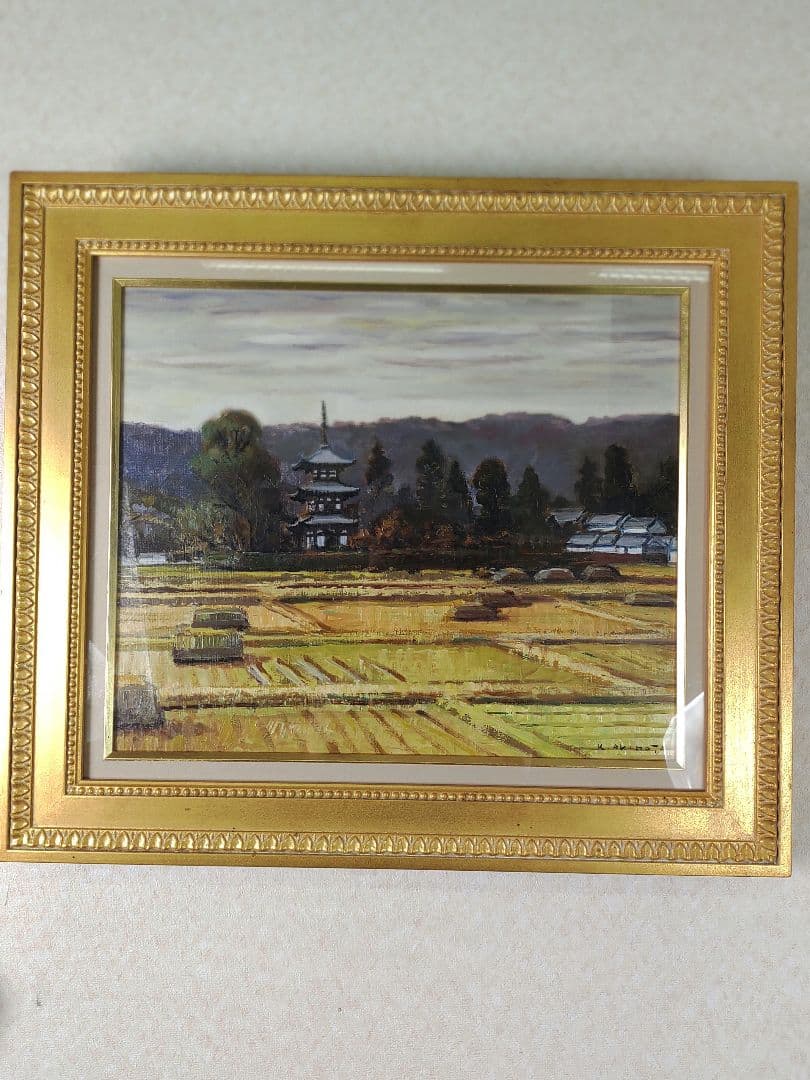 秋元清弘　法輪寺　油彩　額装　F8号　一枚の繪