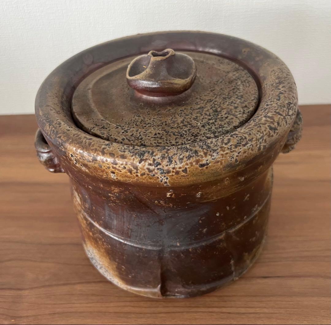 松笠靖彦 備前水指 茶道具 茶道 共箱 共布 備前焼 陶芸