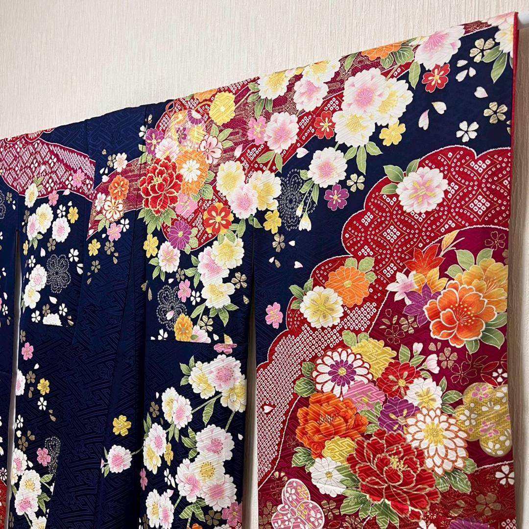 KJ2524 振袖 身丈165cm 正絹 着物 成人式 トールサイズ