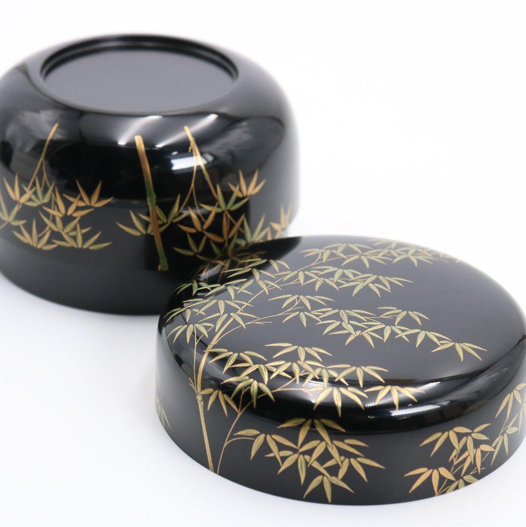 坂下好晴作 竹林蒔絵 平棗 茶道具 共箱　V874　N6