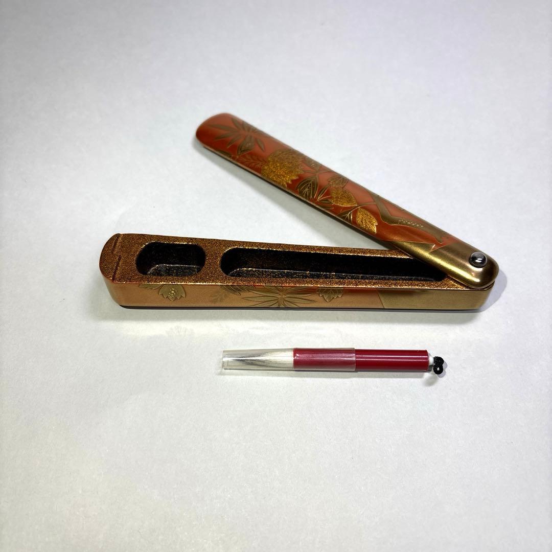 大井好雲斎　桐竹蒔絵矢立香合