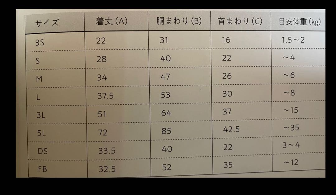 タンクトップ サイズ表