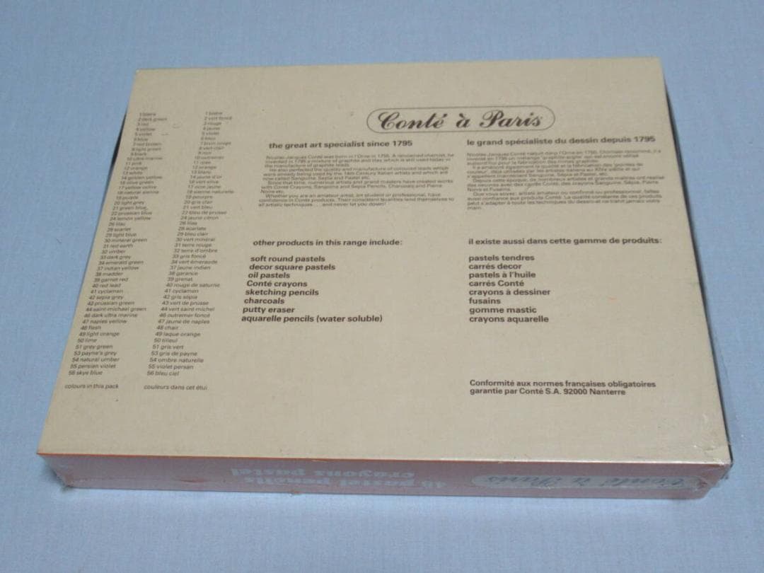 未使用 廃盤品 80年代 仏製◆コンテアパリ クレヨンパステル 油性色鉛筆48色