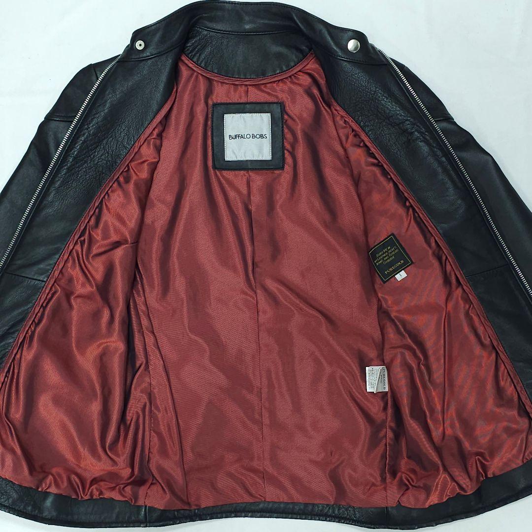 バッファローボブズ 羊革 シングルライダースジャケット 襟無し ファントム 黒
