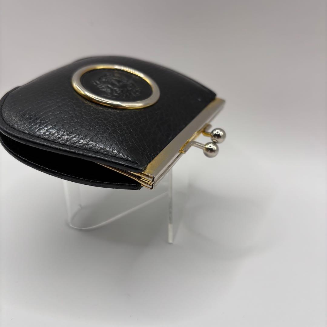 VERSACE　ケース　がま口　ブラック　レザー　メデューサ　ゴールド