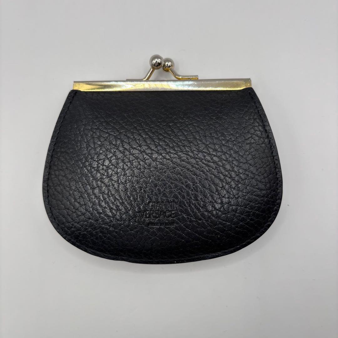 VERSACE　ケース　がま口　ブラック　レザー　メデューサ　ゴールド