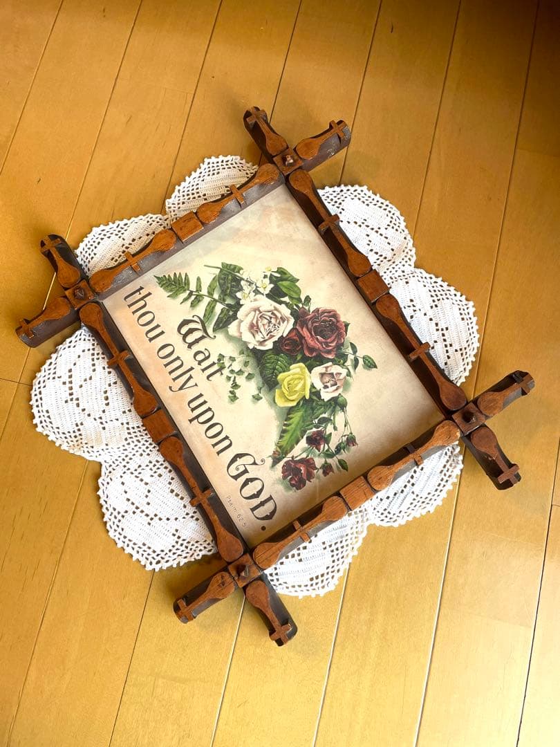 ♡アンティーク　ピクチャーフレーム　ローズ　キリスト　マリア　ミセル　ガラス入り