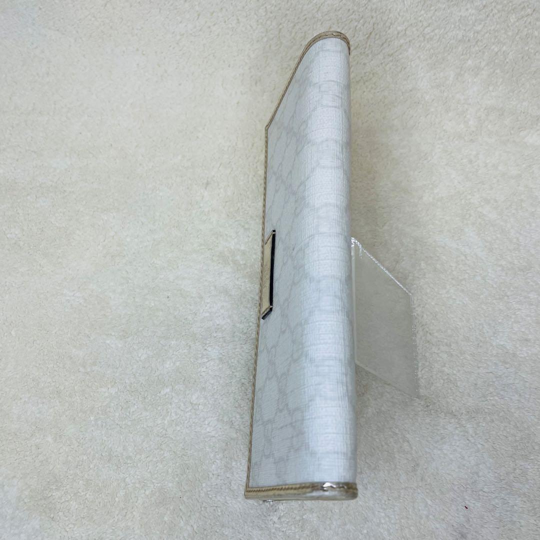 GUCCI グッチ 長財布 GGシマ PVCレザー 白 シルバー ウォレット