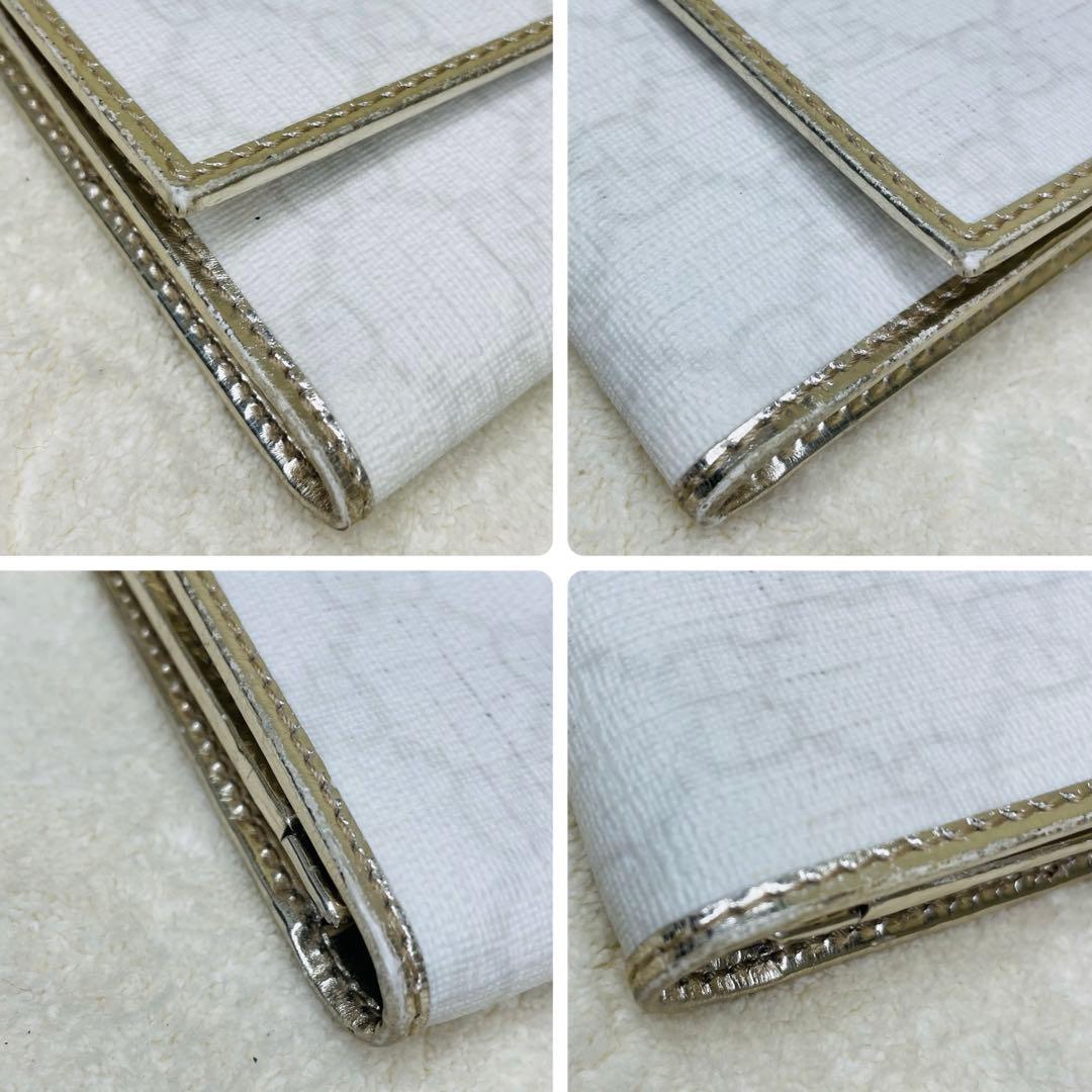 GUCCI グッチ 長財布 GGシマ PVCレザー 白 シルバー ウォレット