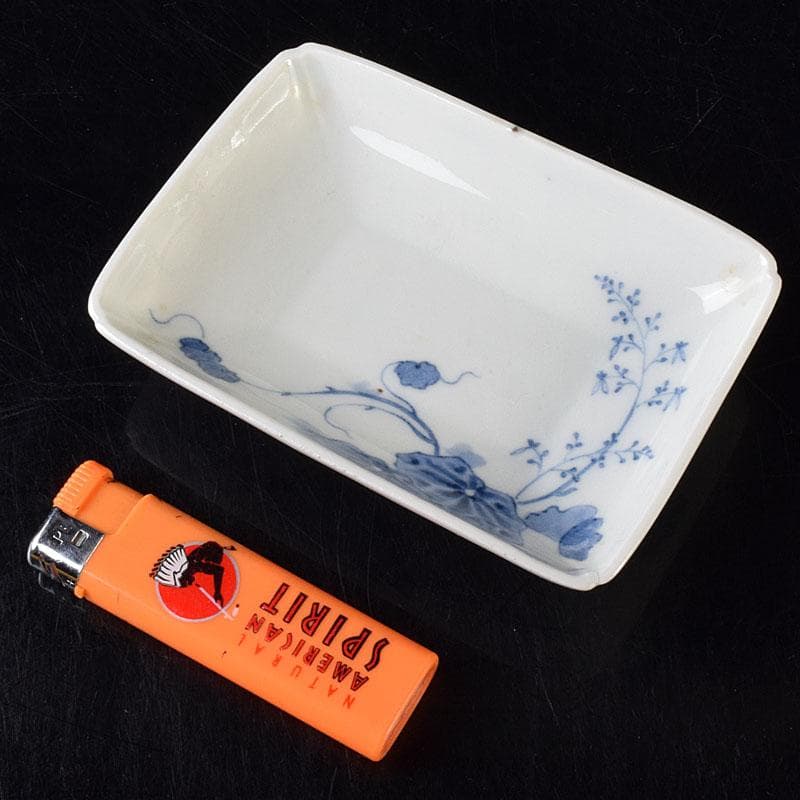 伊万里焼　古伊万里　大川地焼　染付　蓮文　四方向付　五客　時代箱　M　R8185