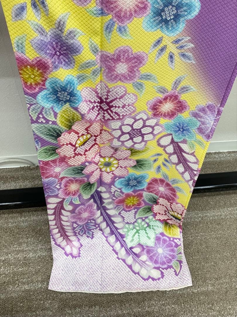 振袖 豪華 ふくれ織紋意匠 染め絞り柄 身丈172cm