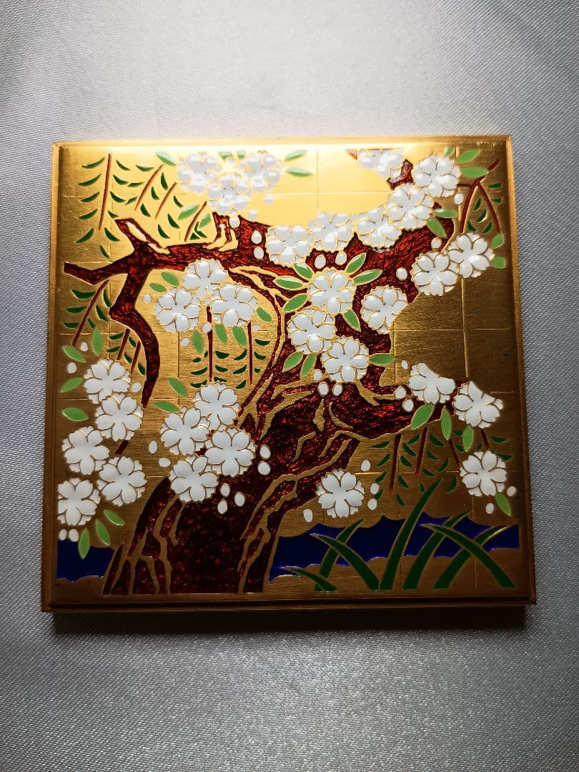 【希少】久蔵桜 七宝入り銀章牌 純銀製 金メッキ仕様 約253g