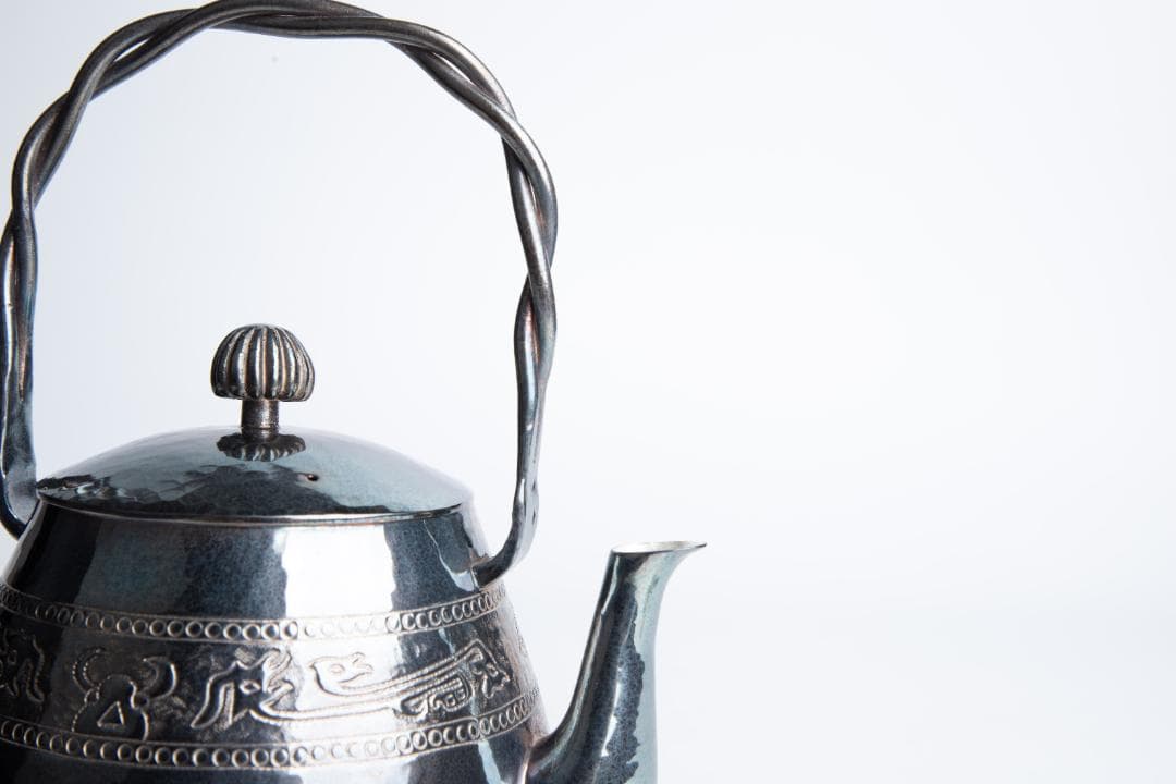 純銀製 饕餮文 湯沸 銀瓶 煎茶道具