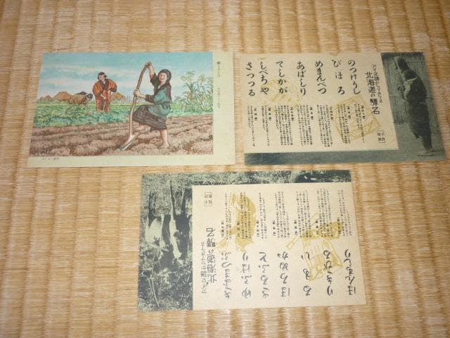 ◆希少 非売品 美品 昭和初期 紙袋付◆「アイヌ風俗絵はがき」絵葉書 15枚1組