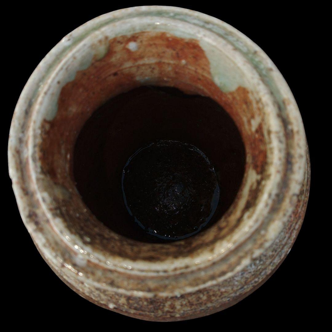 古信楽焼　踞壺　茶壺　窯変灰被り