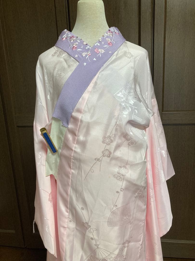 洗える　振袖　ポリエステル　H.L グレイッシュパープル　衣紋抜付き長襦袢