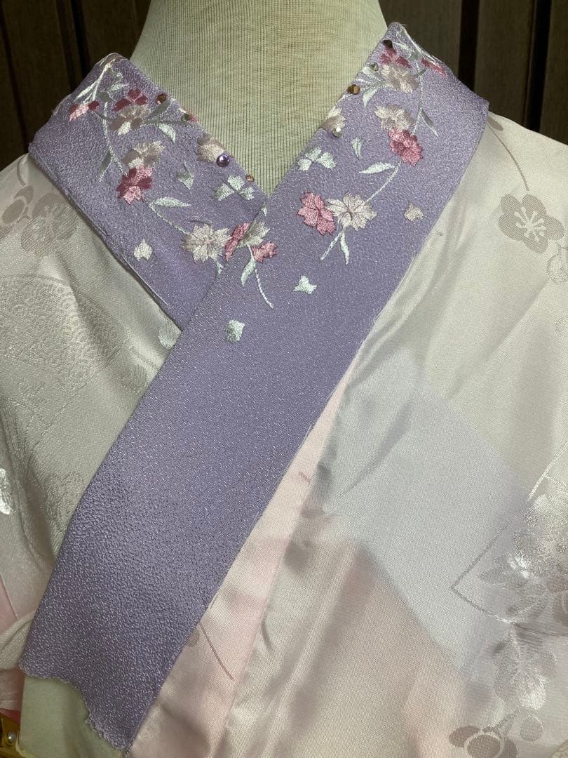 洗える　振袖　ポリエステル　H.L グレイッシュパープル　衣紋抜付き長襦袢