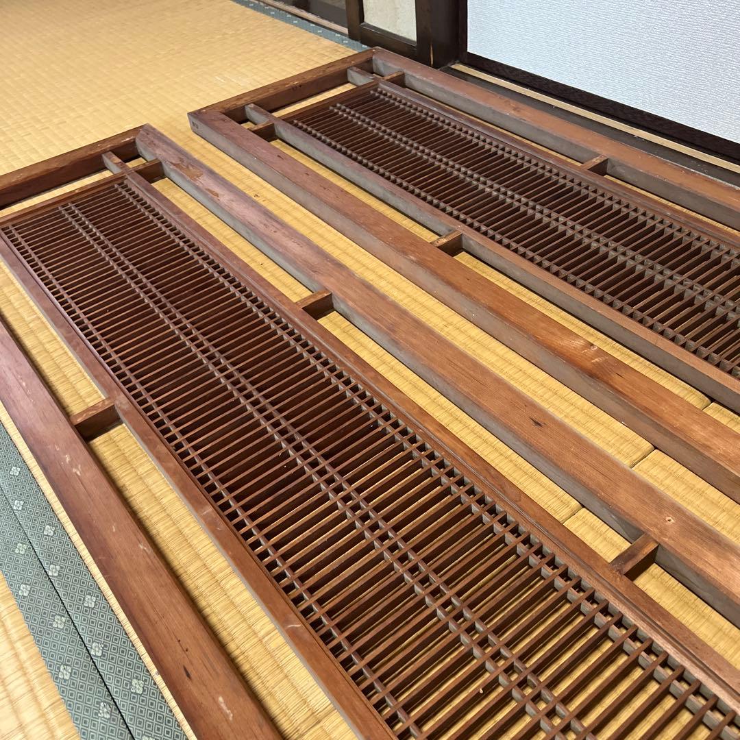 組子細工　木製欄間　建具 らんま 明り取り古民家 オブジェ レトロ　2枚　⑤