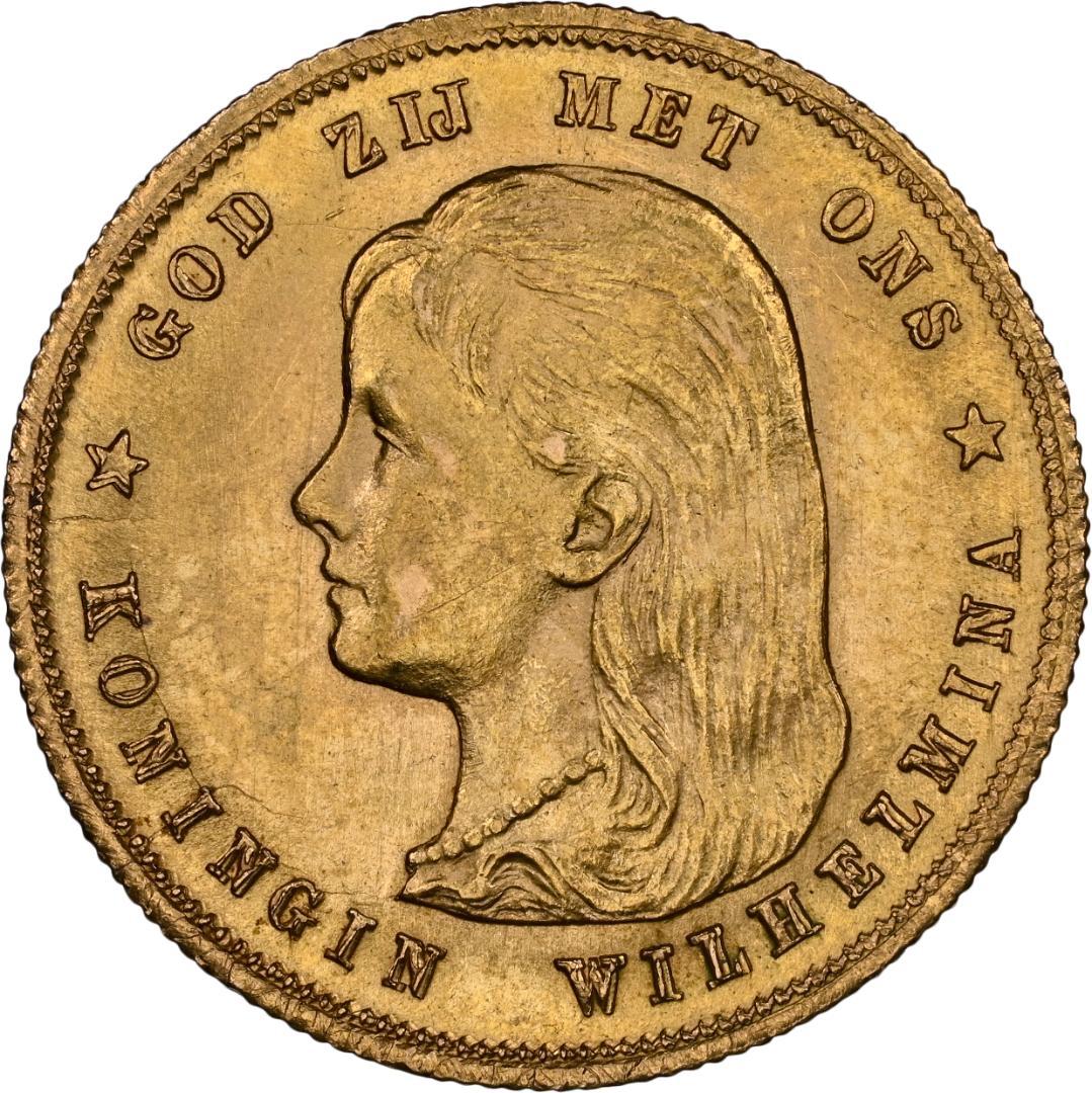 NGC-MS62 1897 ウィルヘルミナ 幼年期 金貨　ネーデルランド王国