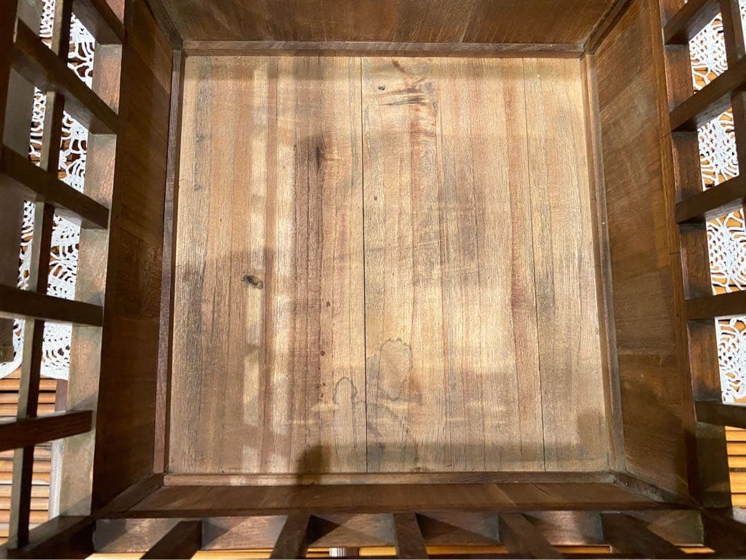 時代物 銅炉 唐木格子角火鉢 火道具 昭和レトロ 当時物 年代物 インテリア