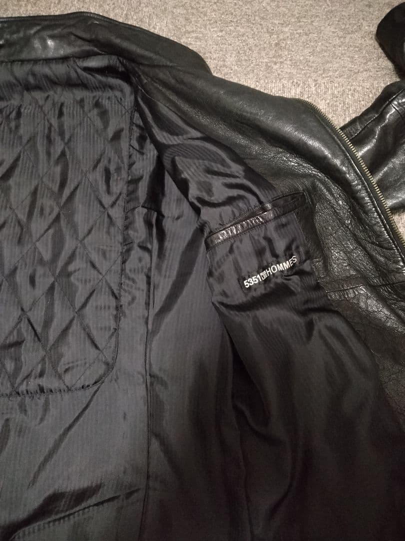 【定価6万円】5351 プールオム 黒ヤギ革レザージャケット　サイズ4 (XL)