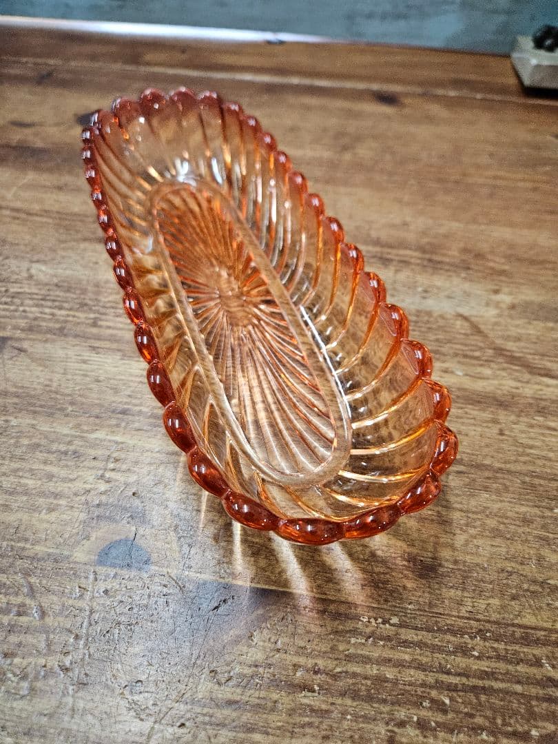 美品 オールドバカラ BACCARAT バンブーローズ トレイ クランベリー硝子